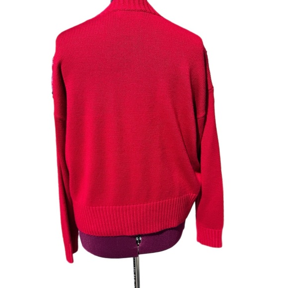 Aventura Women's Vibrant Red Sweater with EMBROIDERED Floral Design - Picture 3 of 7
